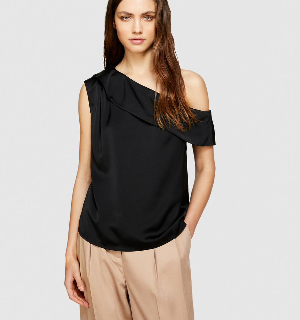 Single-shoulder top - women's tops - Black | Sisley image number 4